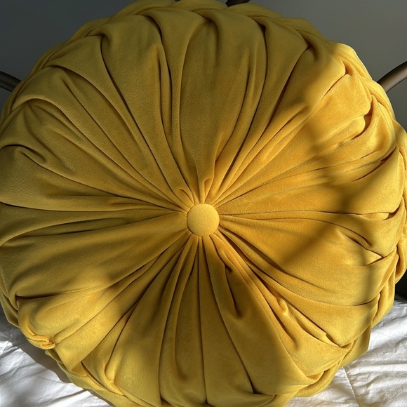 Yellow Velvet Accent Pillow - Picture 2 of 5